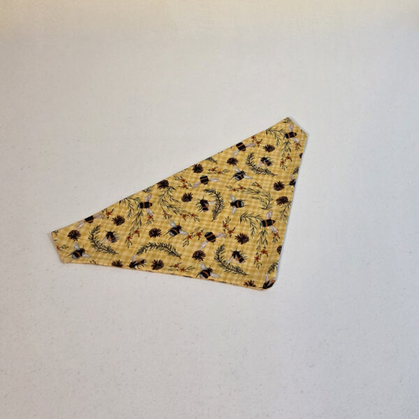 Dog Bandanna Honey Bee pattern over the collar