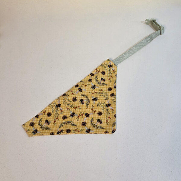Dog Bandanna Honey Bee pattern over the collar