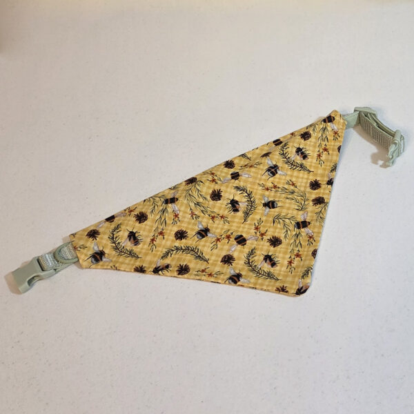 Dog Bandanna Honey Bee pattern over the collar